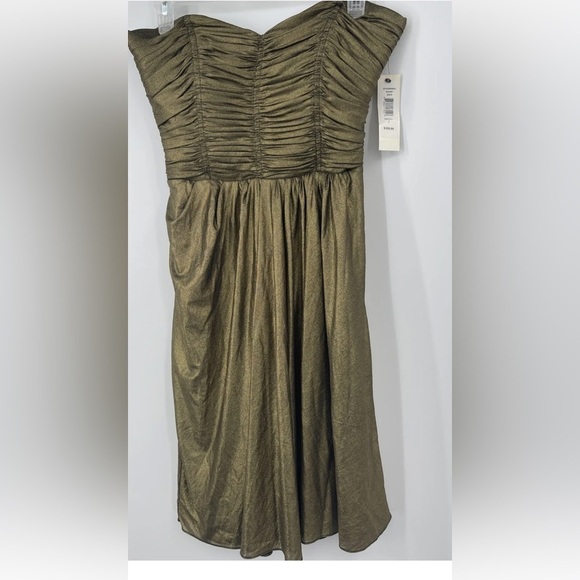Badgley Mischka Collection Gold Strapless Dress Size 2 NWT $335 - Picture 1 of 5